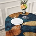 thumbnail image 6 of 60 Inch Round Tablecloth with White Lace Trim Fall Table Cover for Elegant Dining Decor Teal and Orange Butterflies, 6 of 8