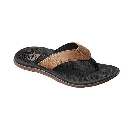 Reef Men's Santa Ana LE Premium Leather Flip Flop Sandals Black and Tan - CI8103 Black and Tan