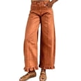 thumbnail image 2 of WGRFFH Barrel Jeans Women,High Waisted Baggy Jeans,2026 Wide Leg Jeans,Ankle Denim Pants with Vertical Seams,Y2k Patchwork Baggy Boyfriend Denim Pants,Ruffled Hem Fall Long Trousers Brown, 2 of 8