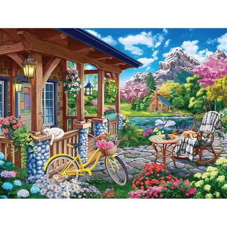 Bits and Pieces Jigsaw Puzzle Colorful House near the Lake 1000 Piece Recycled Cardboard 20" x 27"