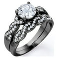 thumbnail image 1 of Conjunto nupcial JeenMata de moissanita de corte redondo de 1,25 quilates - Conjunto nupcial - Anillo infinito - Anillo para siempre - Anillo de promesa - Chapado en oro negro, 1 of 6