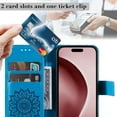 thumbnail image 6 of Feishell Slim Wallet Case for Samsung Galaxy A13 5G,Shockproof Stylish Embossed Pattern PU Leather Magnetic Clasp Folio Flip Kickstand Card Slots with Wrist Strap for Women Men Phone Cover,Blue, 6 of 8