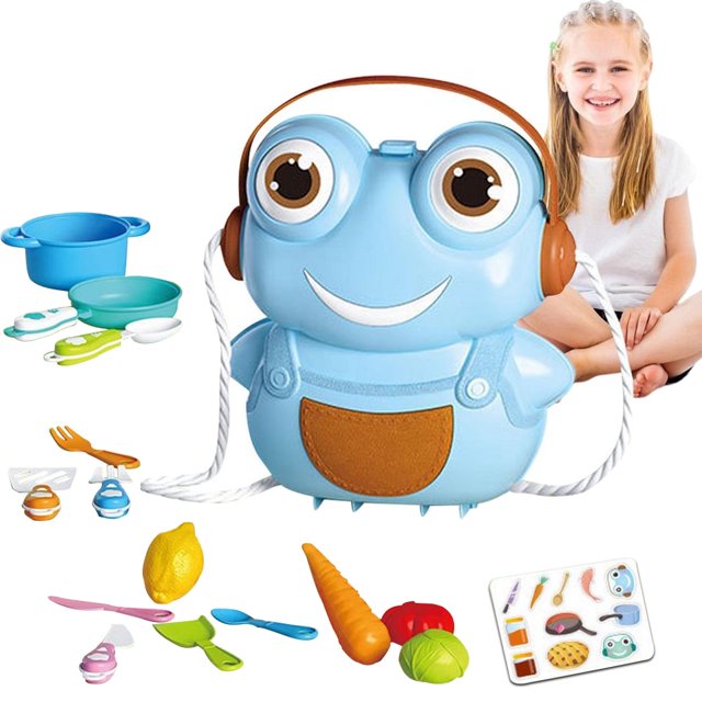 Children Play House Kitchen Toys Toy Pots And Pans For Kids With Frog Storage Box Play Food Sets For Kids Kitchen Pretend Food