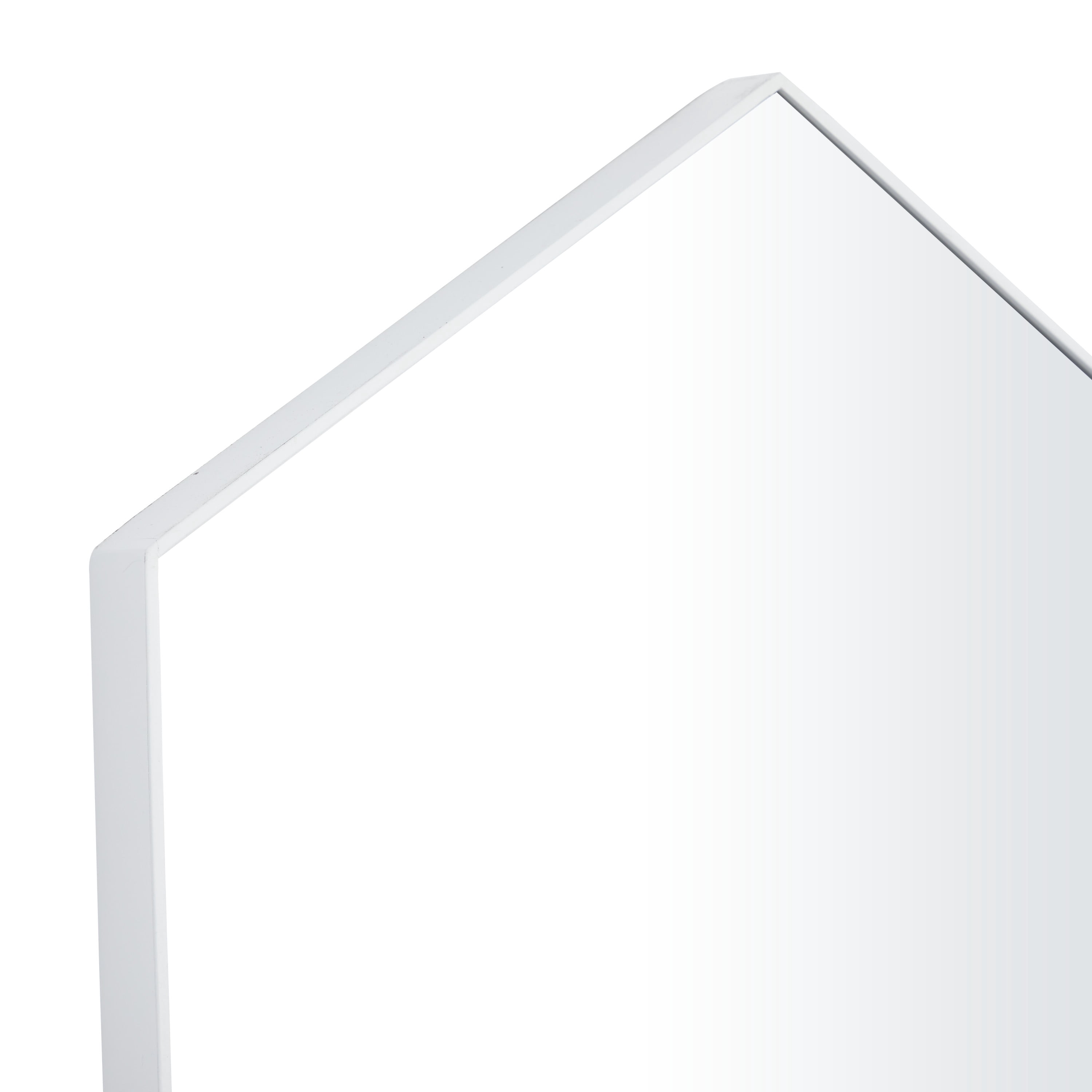 DecMode 24" x 21" White Hexagon Wall Mirror with Thin Minimalistic Frame