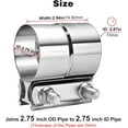 thumbnail image 2 of 2.75'' Exhaust Clamp,2 3/4'' Lap Joint Band Clamp Stainless Steel for Pipes,Mufflers,Catalytic Converters (4pcs, 2.75 inch), 2 of 15