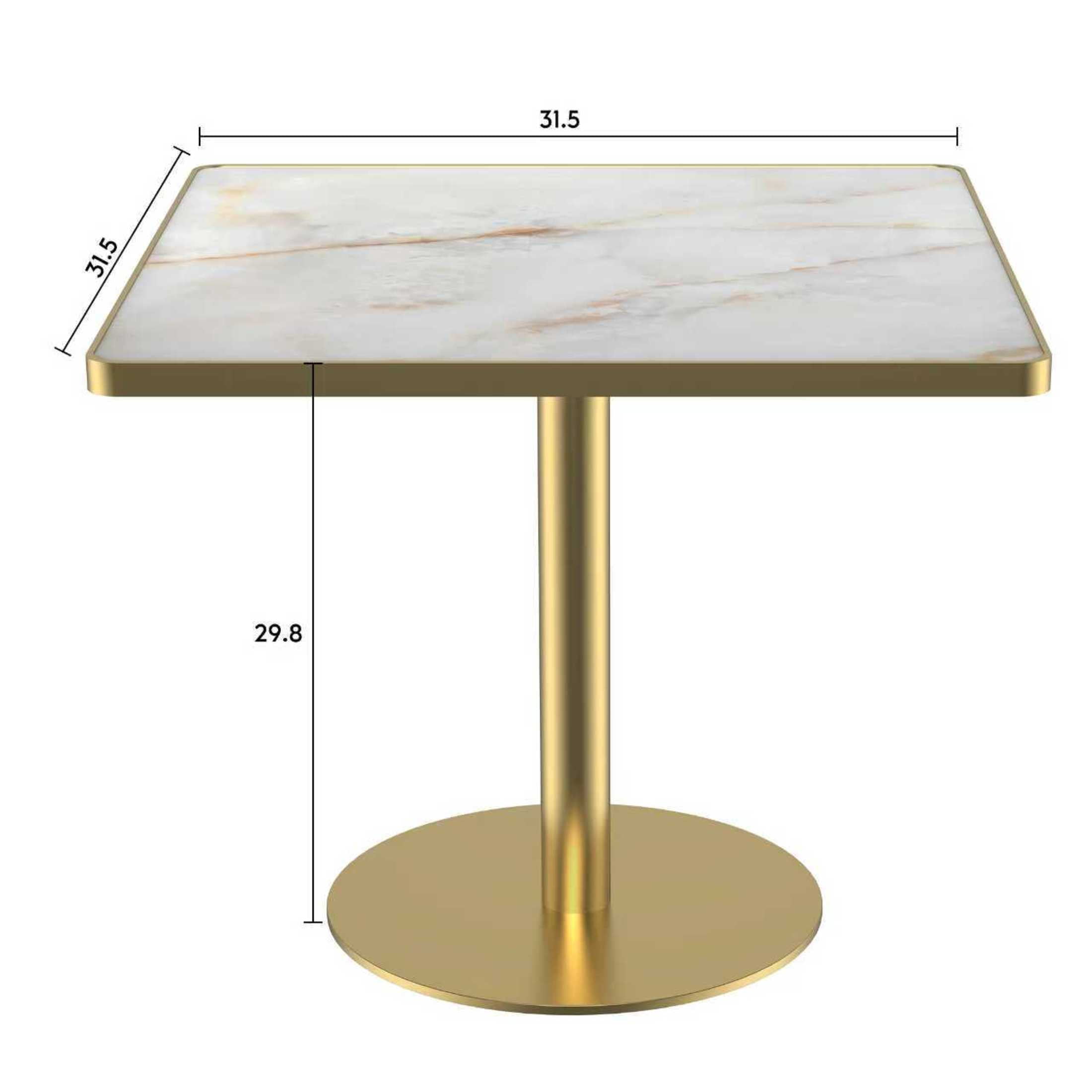 Noble House 31.5" Square Dining Table with Faux Marble Top, Luxury Bistro Table with Stainless Steel Legs, White & Gold