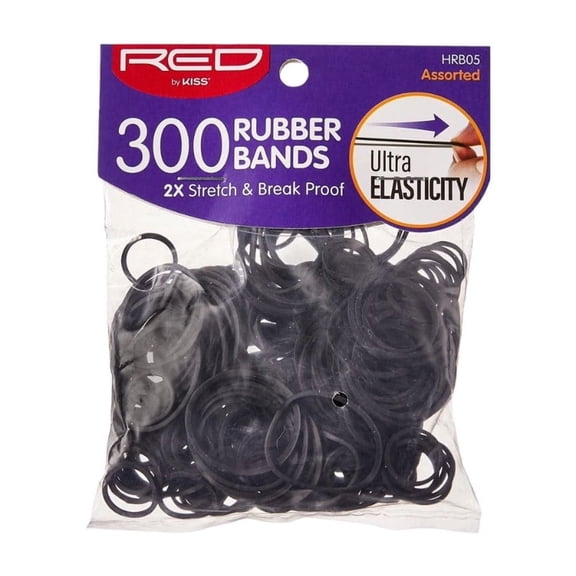 KISS - RED RUBBER BAND ASSORTED SIZE 300 PCS