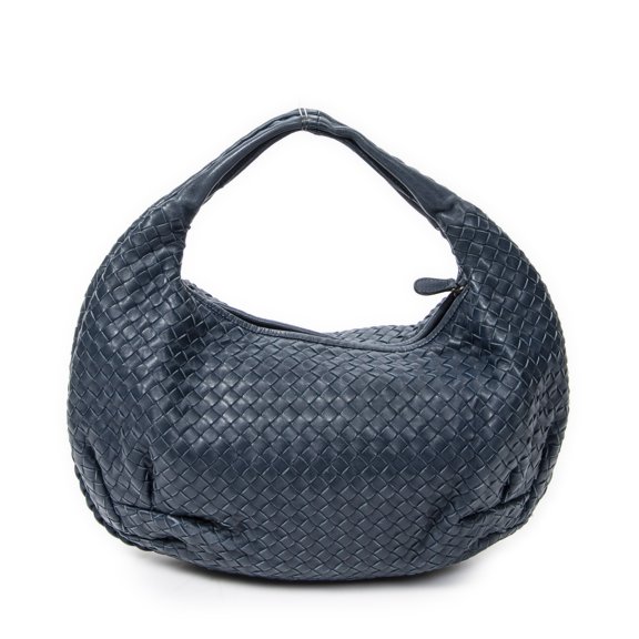 Pre-Owned Bottega Veneta Navy Veneta Hobo Shoulder Bag Intrecciato Leather