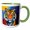 Green/White, variant on 3drose, Cute Tiger Big Cat. Colorful Background. Brilliant Art Gift, Charm, 11oz Two-tone Blue Mug