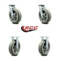 thumbnail image 2 of 8 Inch Thermoplastic Rubber Caster Set with Roller Bearings 2 Swivel 2 Rigid SCC, 2 of 2