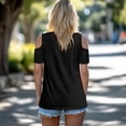 thumbnail image 3 of POLERO Women's Cut Out Cold Shoulder Tops Butterfly Jeans Print Summer Short Sleeve Sexy Shirts Travel Beach Hawaii Tunic Soft Lightweight Casual M, 3 of 7