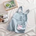 thumbnail image 2 of CYRBOKO Baby Girls Short Denim Overalls, Casual Loose Summer Cute Sleeveless Jumpsuits Blue Size 0-1 T, 2 of 5