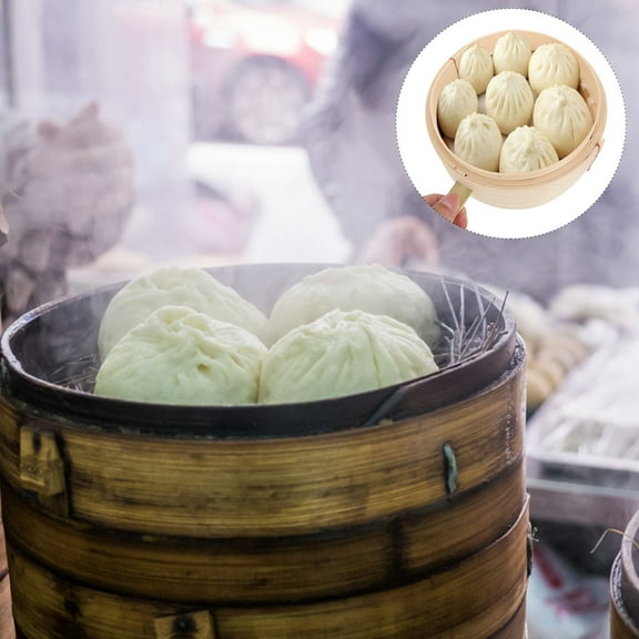 Soimiss Steamed Buns Steamer Bamboo Steamer 2Pcs
