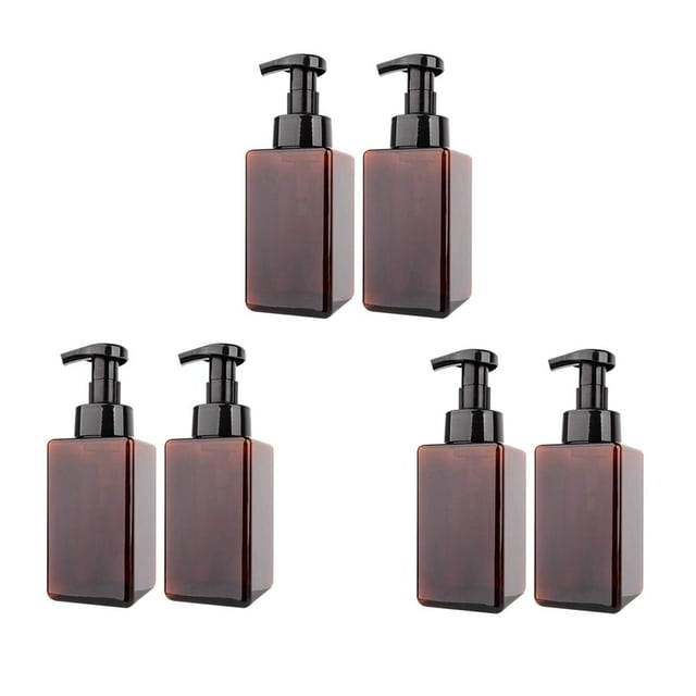 6 Pack Foaming Soap Dispenser 15Oz Refillable Foam Liquid Empty Plastic Pump Bottle Container - Brown 450Ml