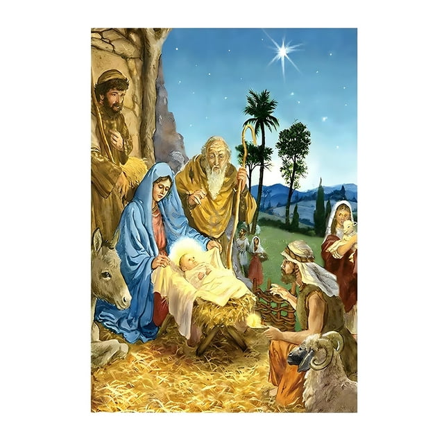 Cheapark Gift Religious Christmas Garden Flag, Year-Round Festive Use, Weather-Resistant Material, Courtyard Decoration For Holiday Party & Family Events