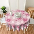 thumbnail image 5 of Pink Christmas Round Tablecloth 60 Inch Hot Pink White Xmas Snowflake Winter Holiday Theme Decorative Table Cloth Seasonal Rustic Farmhouse for Indoor Party Kitchen Dinner Picnic Decor, 5 of 8