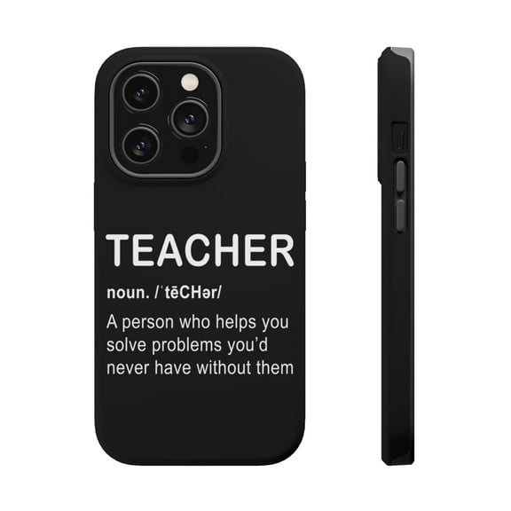 DistinctInk Tough Case for Apple iPhone 15 PRO (6.1" Screen), Compatible with MagSafe Charging - Teacher Definition Solves Problems