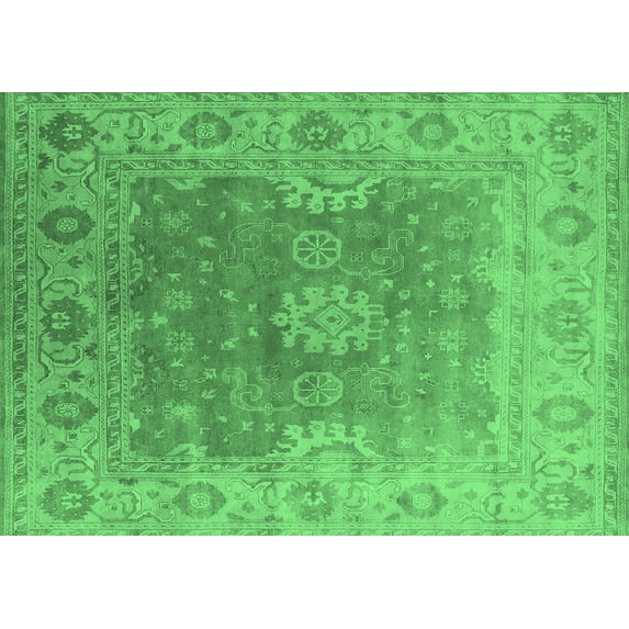 Ahgly Company Indoor Rectangle Oriental Emerald Green Industrial Area Rugs, 6' x 9'