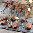 thumbnail image 2 of Set of 6Pcs Creative Steak Keychain Artificial Steak Keychain Keyring Accessories For Handbag Backpacks Phone Charm, 2 of 9