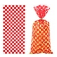thumbnail image 3 of Nvzi 150 bolsas de celofán con lazos retorcidos para regalos de fiesta, dulces, repostería, tartas, bodas, cumpleaños (rojo y blanco), 3 of 3