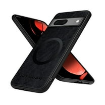 Allytechgroup Magnetic for Google Pixel 7 Case, Compatible with MagSafe Support Magnetic Car Phone Mount PU Leather Slim Phone Case for Women Men for Google Pixel 7, Black