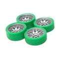 thumbnail image 1 of Ruiboury 4pieces 26.5mm Racing Tire Metal Wheel Rim For 1/28 Wltoys K969 K979 K989 Metal Upgraded Color Racing Tire WLtoys silver+green, 1 of 6
