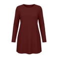 thumbnail image 6 of Busydd Plus Size Sleep Dresses for Women Fashion Oversized Solid Color Long Sleeve Dress Casual Basic Round Neck Mini Fall Dresses 2XL, 6 of 6