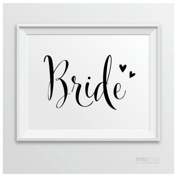 Bride Formal Black & White Wedding Party Signs