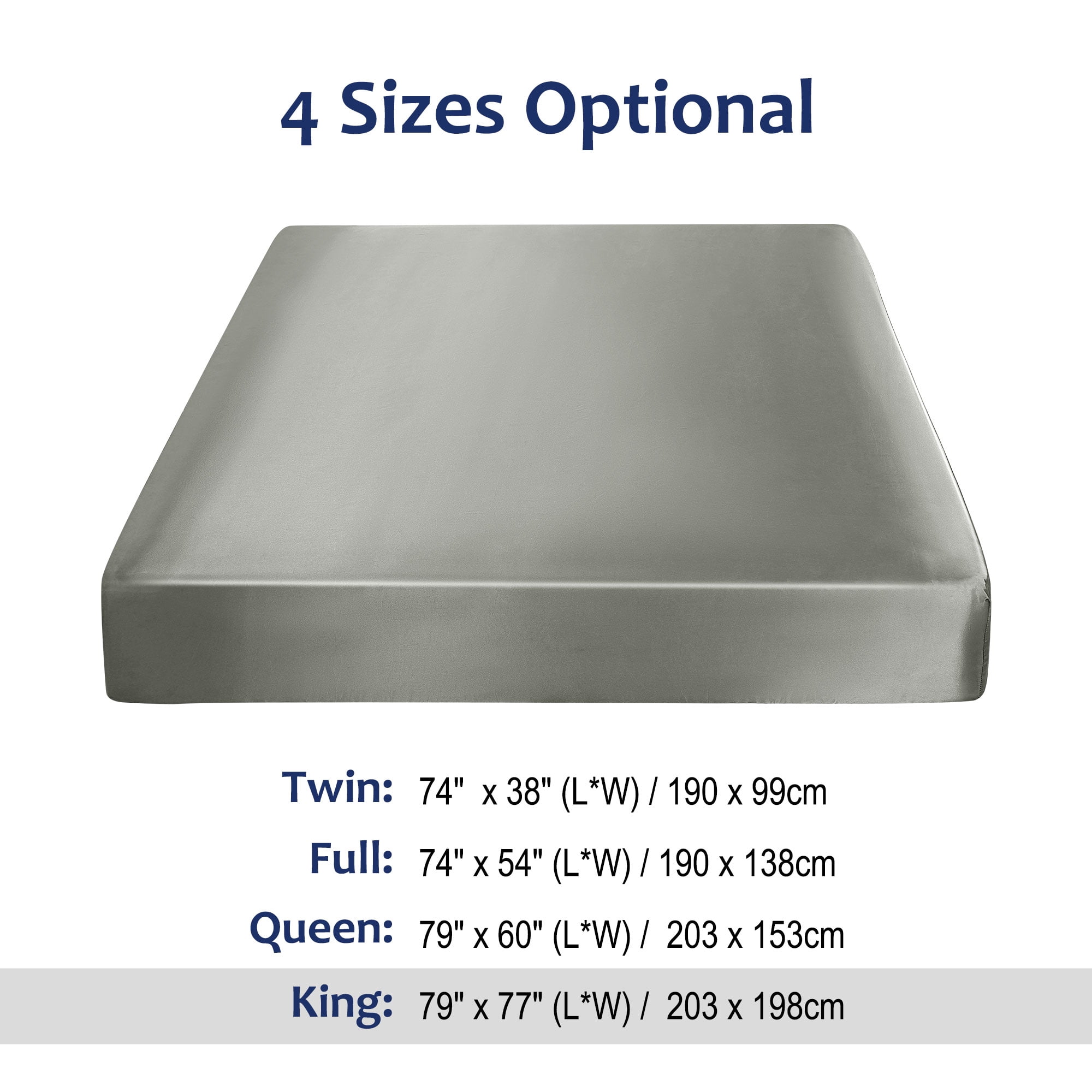 Unique Bargains Silky Deep Pocket Bed Sheet Soft King Light Gray