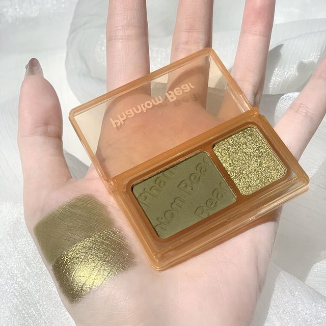 Paleta de sombra de ojos de doble Color, maquillaje portátil mate perlado, resistente al agua, larga duración, sin manchas, brillo Natural Gao Jinjia LED