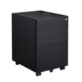 thumbnail image 3 of 3 Drawer File Cabinet with Lock, 23.62 Inch Height Steel Mobile Filing Cabinet With 360° Wheels and Anti-tilt Caster for Legal, Letter and A4 Size, Under Desk Cabinet for Office and Home, Black, 3 of 8