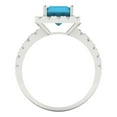 thumbnail image 4 of 3.84ct emerald cut turquoise 14k white gold halo Bridal Wedding Engagement Promise Anniversary Ring for Women size 4.25, 4 of 7