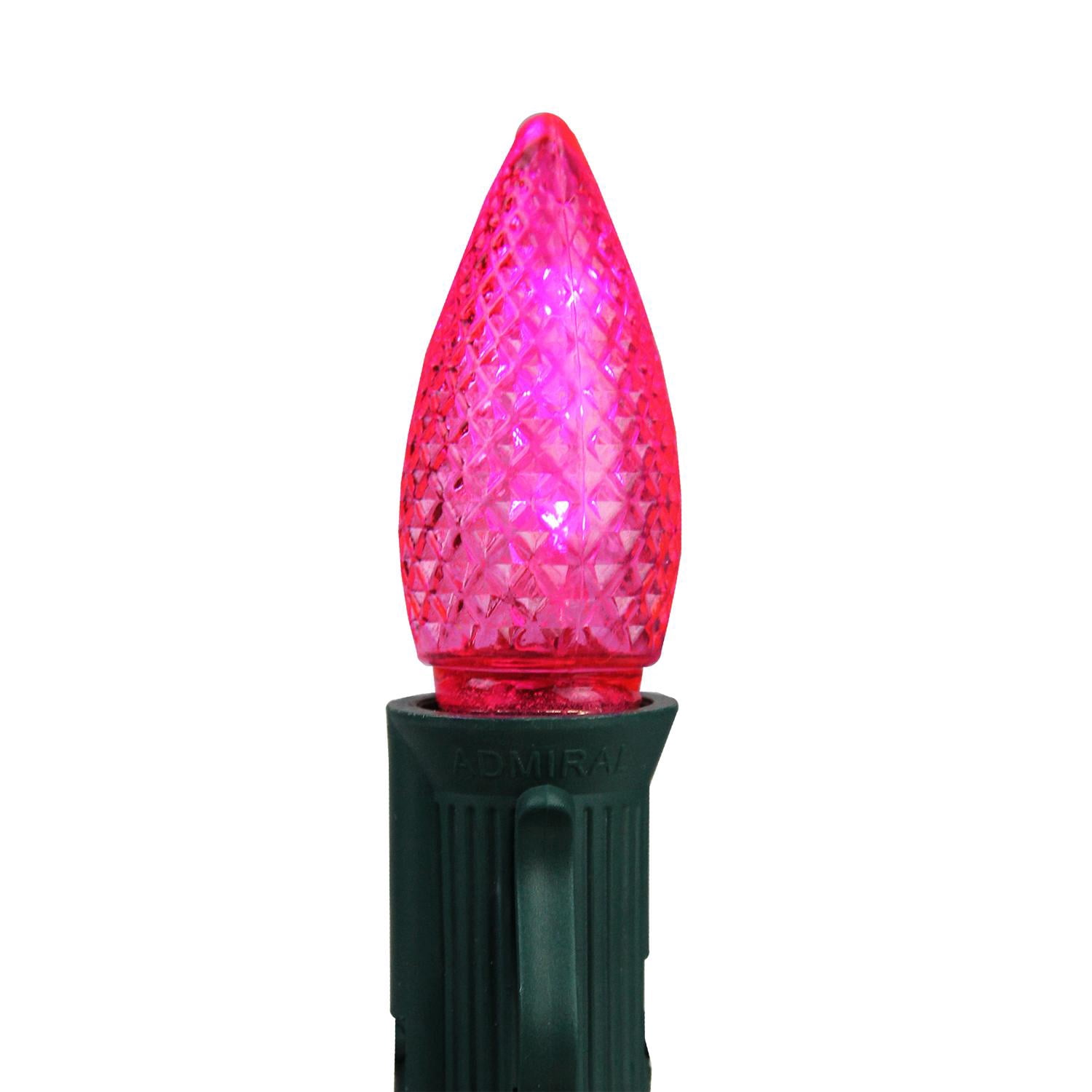 Pack of 4 Faceted Transparent Pink LED C7 Christmas Replacement Bulbs