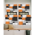 thumbnail image 2 of Orange Black Patchwork Short Blackout Curtains 36 Inch Long Abstract Retro Art Rod Pocket Kitchen Curtains, 2 Panels Thermal Insulated Room Darkening Drapes for Bedroom, 42"W x 36"L, 2 of 5