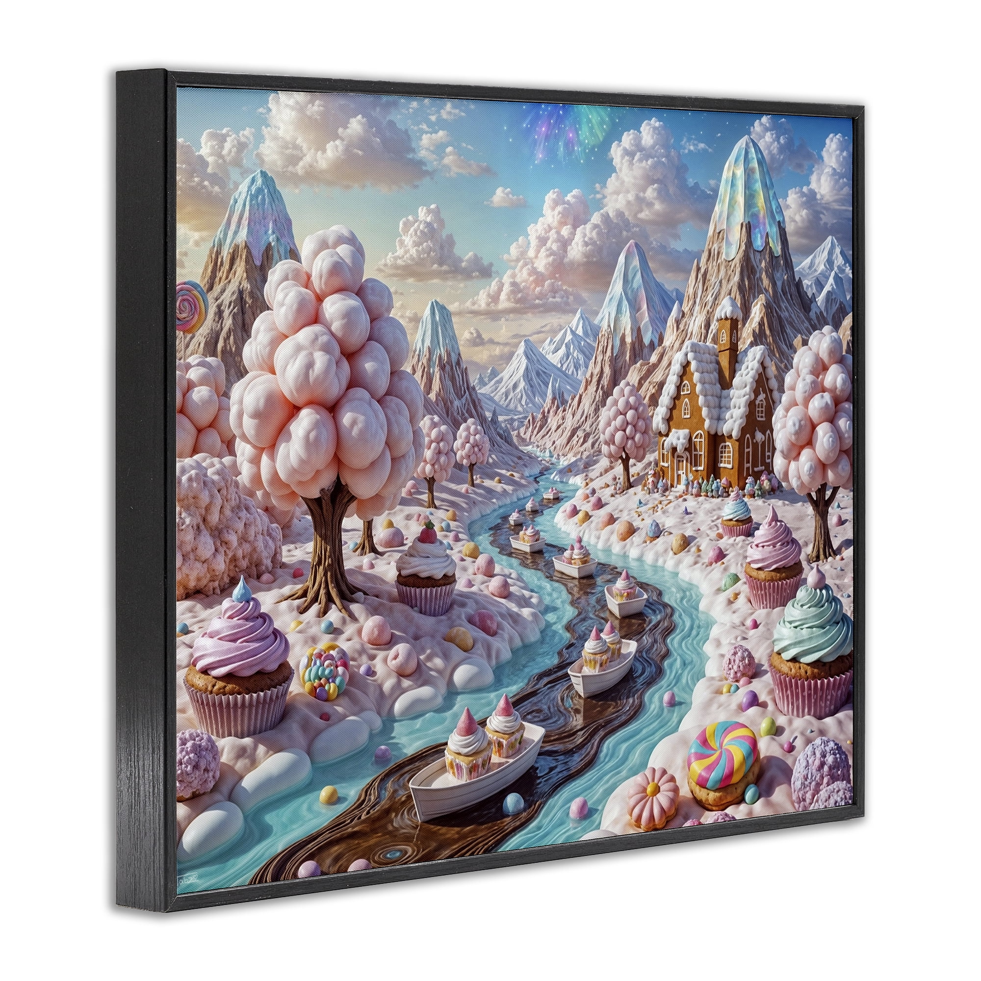 Stupell Industries Dreamlike Candy Land Whimsy Black Framed Giclee Art, design by Tabz Jones
