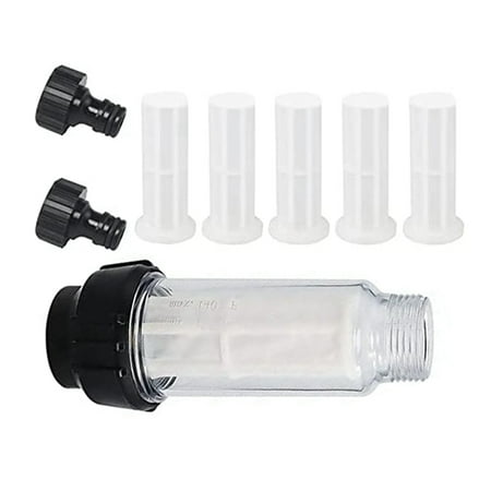 

Water Filter Garden Hose 3/4 Inch Water Pre-Filter Water Filter Set with 5 Filter Inserts + 2 Quick Adapters