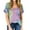 Green1, variant on Women's Summer Tie Dye V-Neck Short Sleeve Casual Tees with Front Pocket Blue 2XL