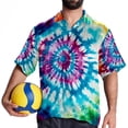 thumbnail image 4 of tie dye19 Men's Short Sleeve Hawaiian Beach Shirts, Casual Printed Button Down Spread Collar Tops, Summer Unisex Style, 4 of 6