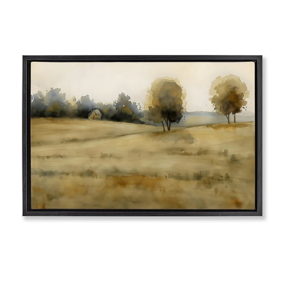 Stupell Industries Solitude Fields Landscape Black Framed Floater Canvas Wall Art design by LSR Creative Studio, 17 x 25