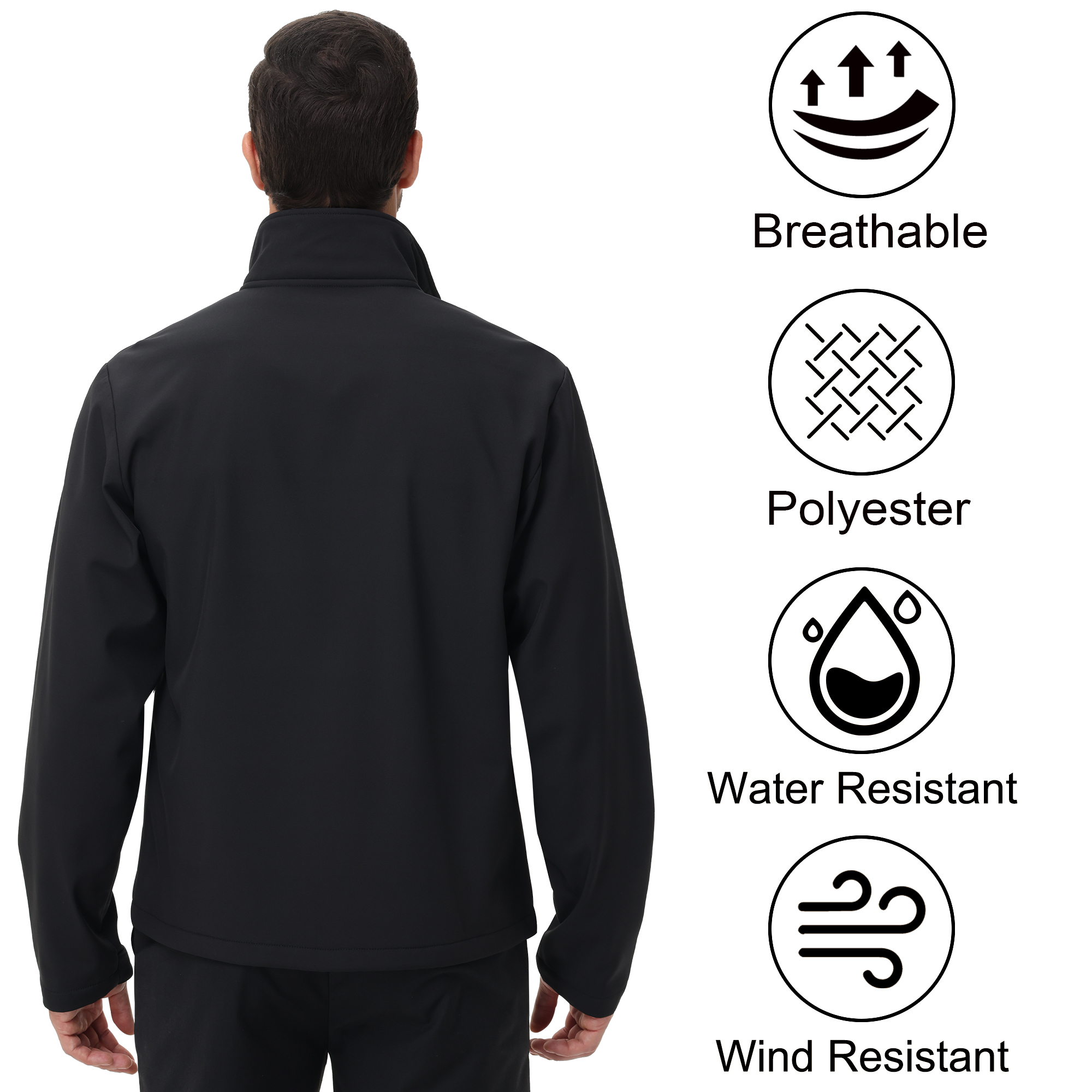 Muvtei Men's Fleece-Lined Softshell Windbreaker Jacket photo 6