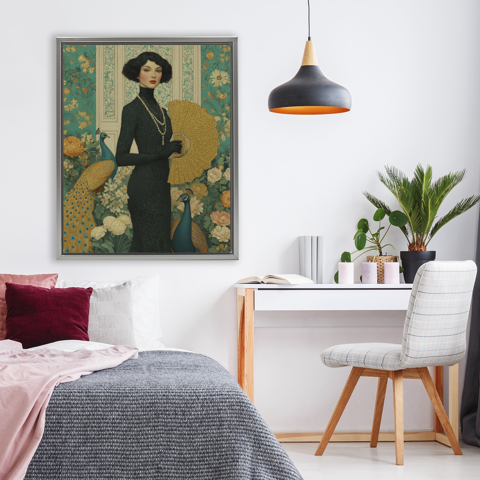 Stupell Industries Floral Velvet Reign Gray Framed Floater Canvas Wall Art, design by A Barefoot Stylist