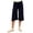 Navy, variant on Apparel Basic Womens Ribbed Knit Drawstring Flared Capri Pants