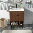 thumbnail image 5 of Gymax 25 Inch Wooden Bathroom Vanity Sink Combo with Open Shelf & Sink & Pop Up Drain, 5 of 10