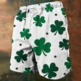 thumbnail image 4 of LEKWK St. Patrick's Day Trunks for Men Quick-Dry Fabric Shamrock Graphic Print Swim Shorts Drawstring Elastic Waist Beach Pants Holiday Party Wear Outfits, 4 of 6