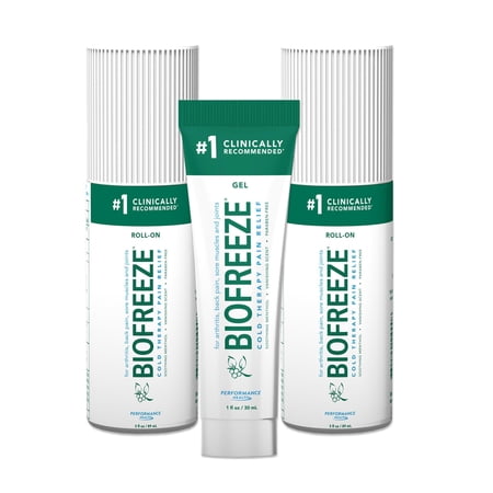 BioFreeze Menthol Pain Relief Multi Pack- Containts 2 Roll Ons (3oz each) and 1 Gel Tube (1oz)