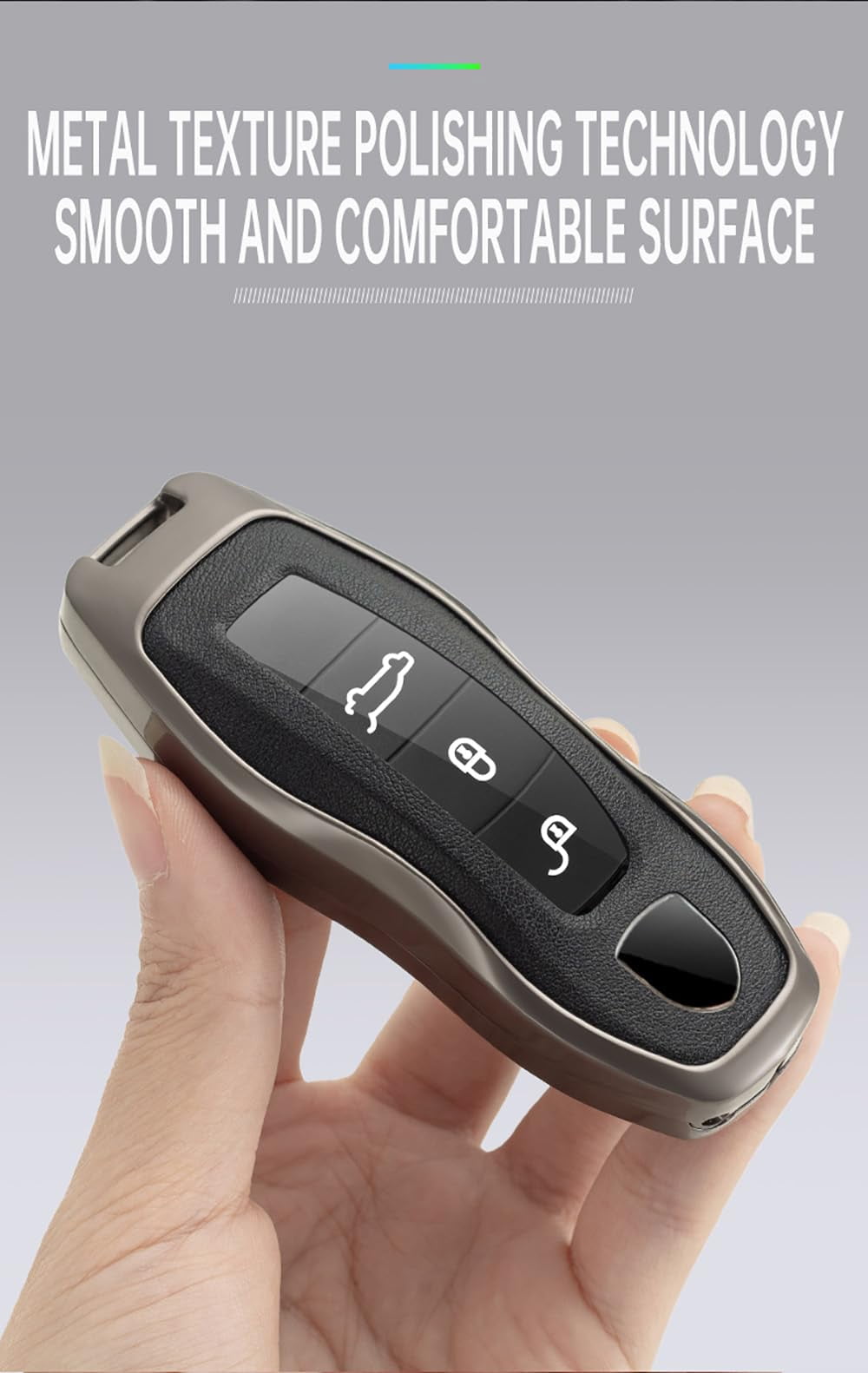 Smart Remote Key Fob Holder Fit for Porsche Metal Car Key Cover TPU Leather Key Jacket for Boxster Cayenne Panamera Cayman Macan Carrera 911 991
