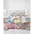 thumbnail image 2 of Quilts Twin-XL Size Bedding Set, Brown Turtle Coastal Lightweight Quilted Comforter, Summer Beach Coral Seahorse Botanical Soft Bedspread Coverlet with Pillow Covers for All Season, 68" x 98", 2 of 7