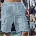thumbnail image 3 of MYG Mens Summer Loose Solid Color With Pockets Cargo Shorts Fashion Beach Streetwear, 3 of 7