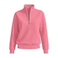 thumbnail image 7 of CFLVAEK Half Zip Sweatshirt for Women Solid Color Lapel Workout Sweatshirts Casual Long Sleeve Fall Pullovers Pink M, 7 of 7