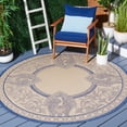 thumbnail image 2 of Safavieh Courtyard Cooper Botanical Indoor/Outdoor Area Rug, Natural/Blue, 5'3" x 5'3" Round, 2 of 9
